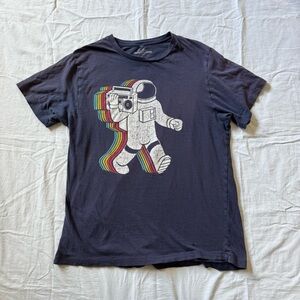 Retro Spaceman graphic t-shirt, navy, short sleeve, crewneck, very soft